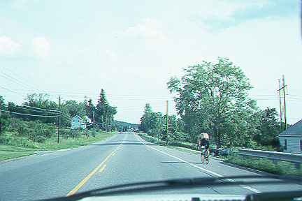 Bicyclist on Route 7, Lanesborough (14 kB JPEG)