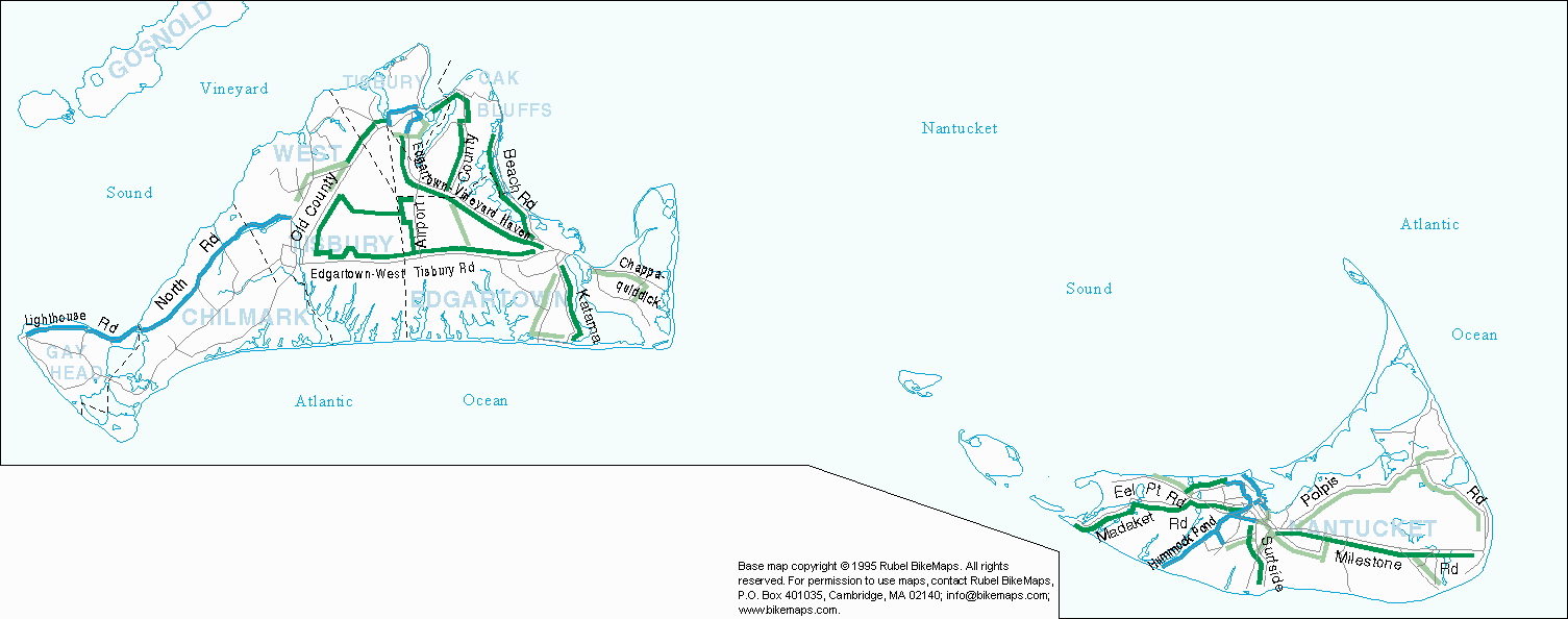 Martha's Vineyard and Nantucket map (32 kB)