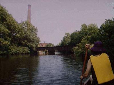 Lower Mills Smokestack from the river