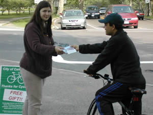 Handing out maps